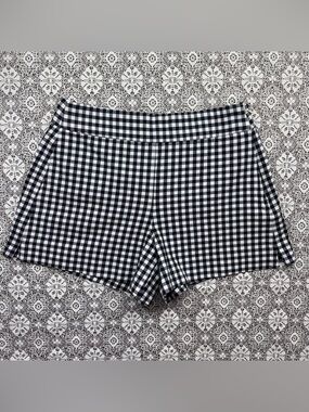 Gap Shorts Womens 6 Gingham Plaid Micro Stretch Side Zip High Waist Bloomer Chic